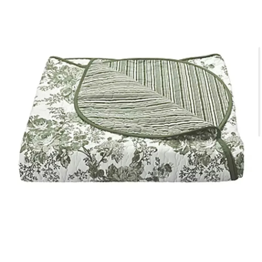 Laurel Manor Toile Garden Cotton Bedspread-King Size